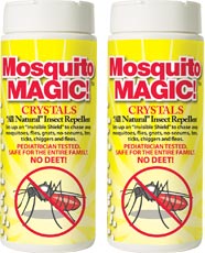 Mosquito Magic Crystals 2 Pack! Shake the crystals out over an outdoor area to create a flying pest free zone!